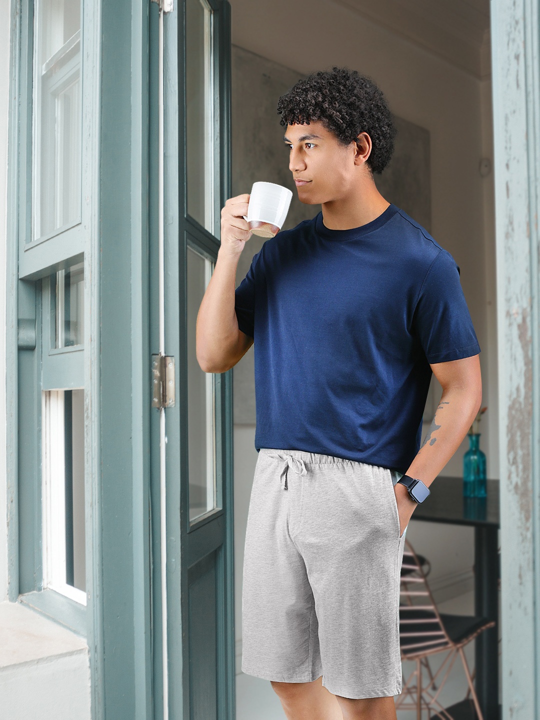 

DeFacto Men Grey Melange Solid Lounge Shorts