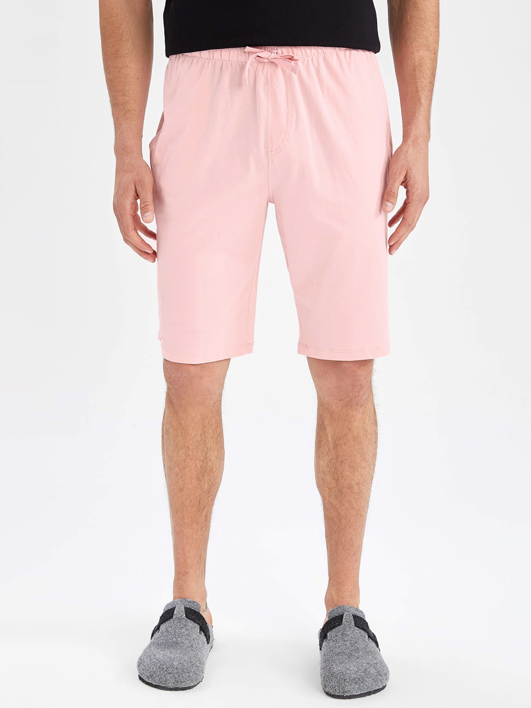 

DeFacto Men Pink Solid Pure Cotton Lounge Shorts