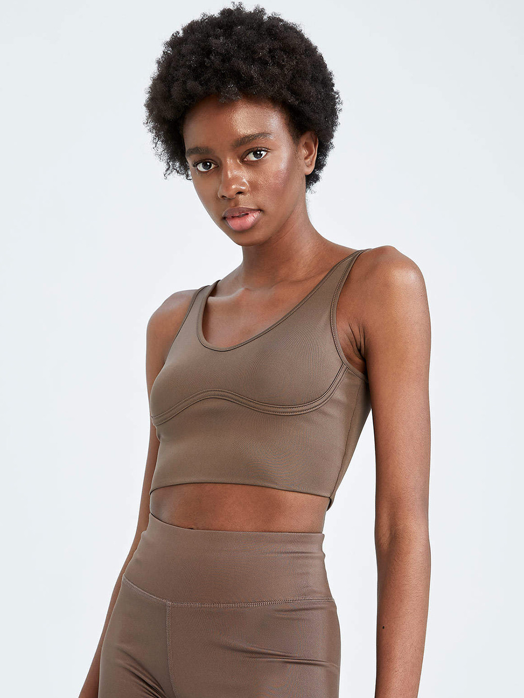 

DeFacto Brown Solid Crop Top