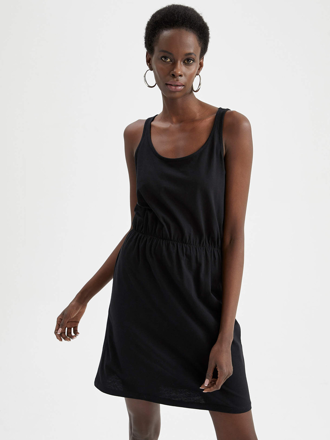 

DeFacto Black Solid A-Line Dress