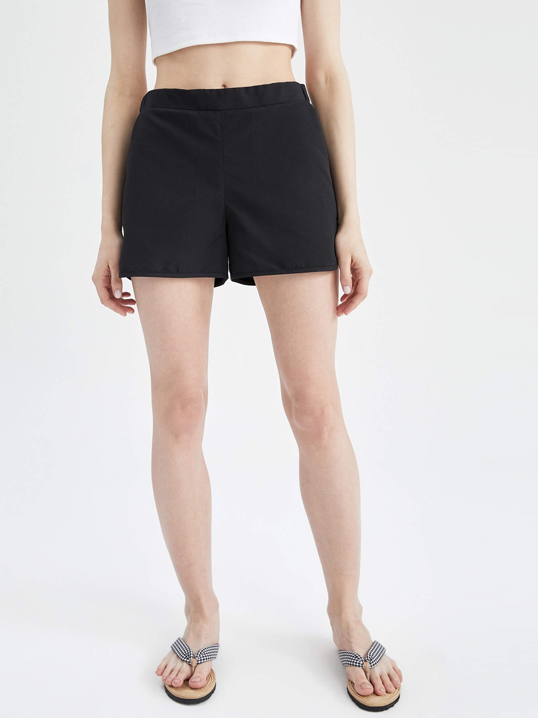 

DeFacto Women Black Solid Shorts