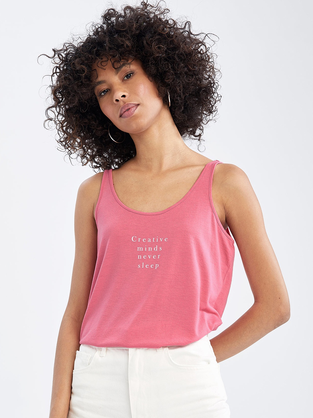 

DeFacto Women Pink Typography Print Top