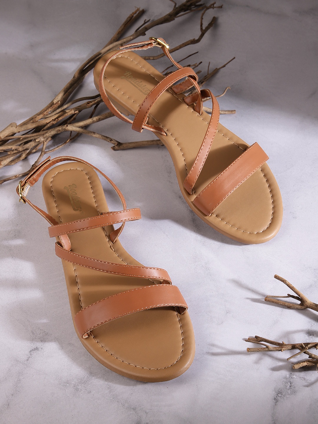 

Roadster Women Strappy Open Toe Flats, Tan