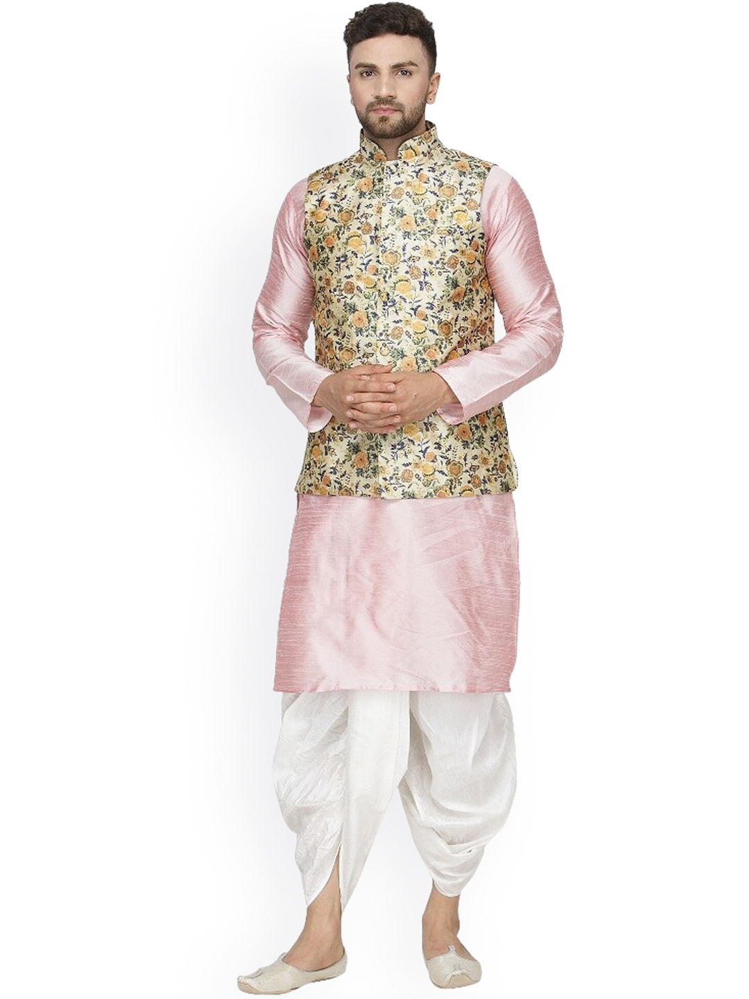 

Benstoke Men Pink Angrakha Kurta with Dhoti Pants