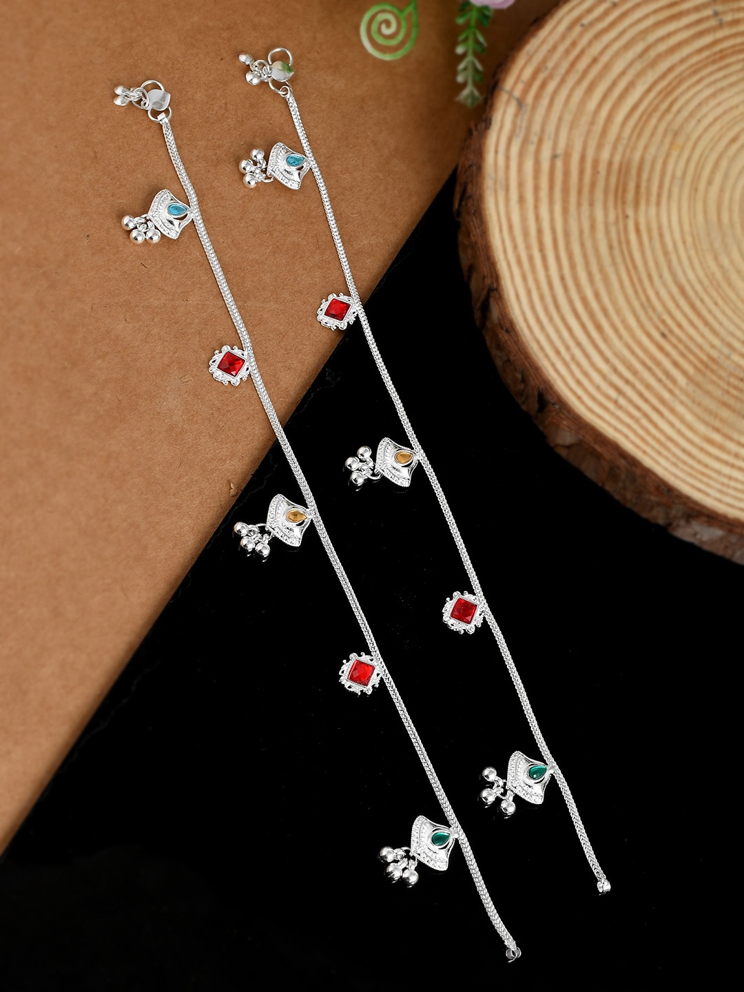 

Silvermerc Designs Silver Plated Stone Studded Anklet