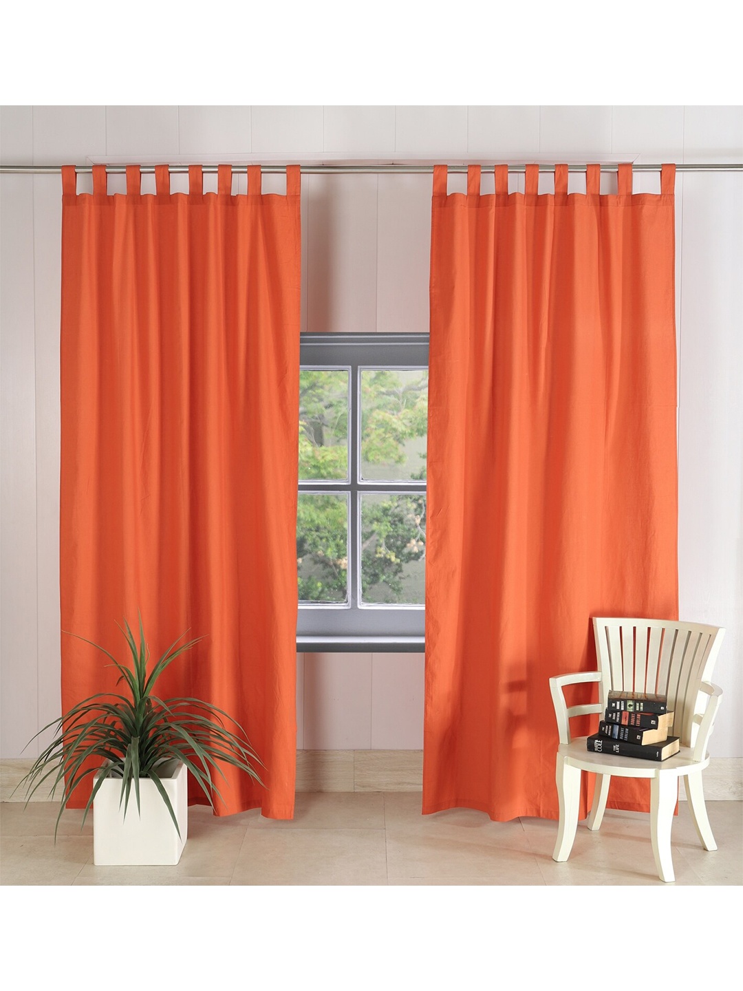 

HANDICRAFT PALACE Orange Set of 2 Black Out Door Curtain