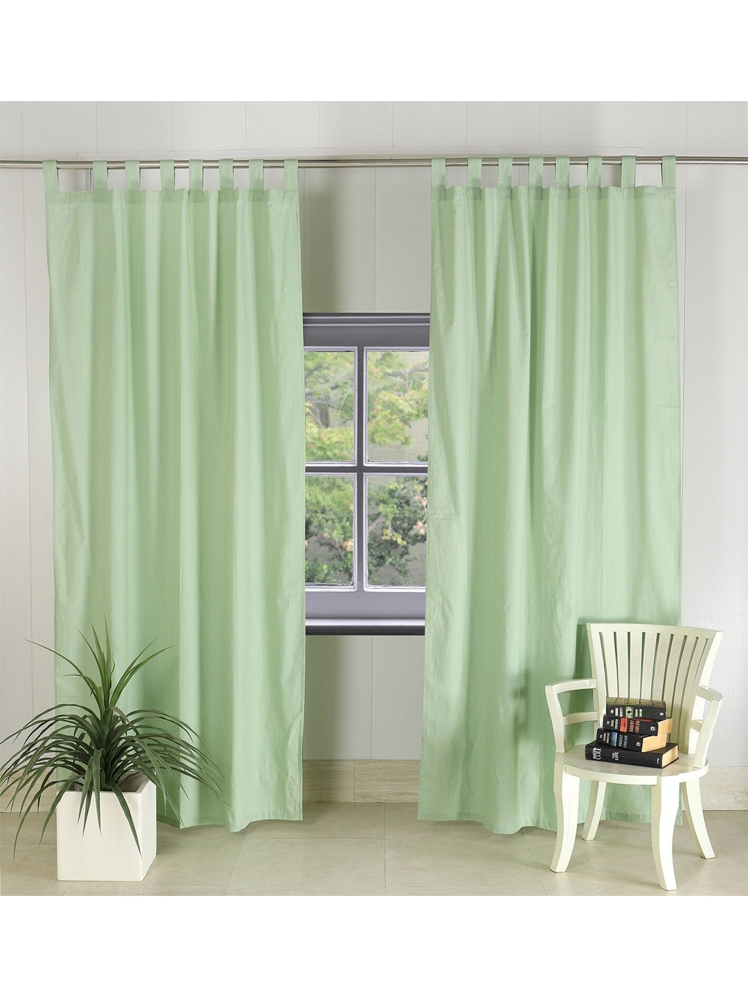 

HANDICRAFT PALACE Green Set of 2 Black Out Door Curtain