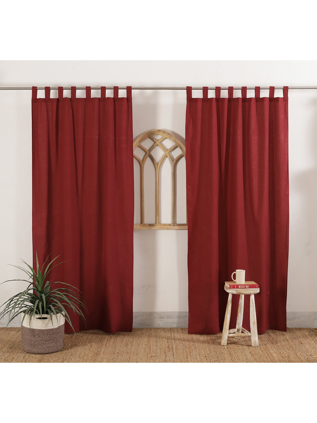 

HANDICRAFT PALACE Maroon Set of 2 Black Out Door Curtain