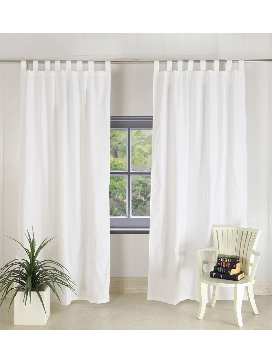 

HANDICRAFT PALACE White Set of 2 Black Out Door Curtain