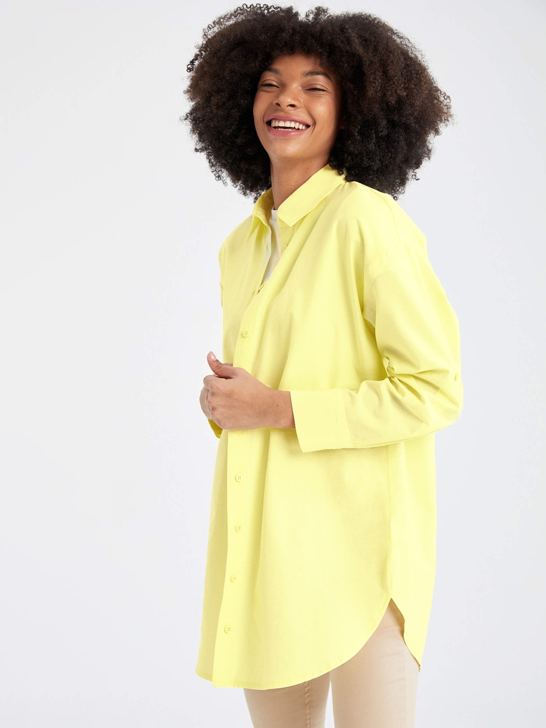 

DeFacto Women Yellow Longline Casual Shirt