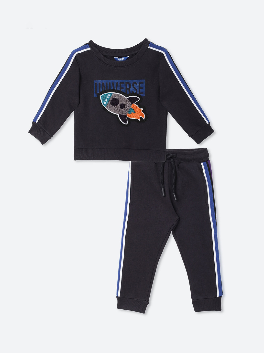 

R&B Boys Navy Blue Printed T-shirt with Trousers
