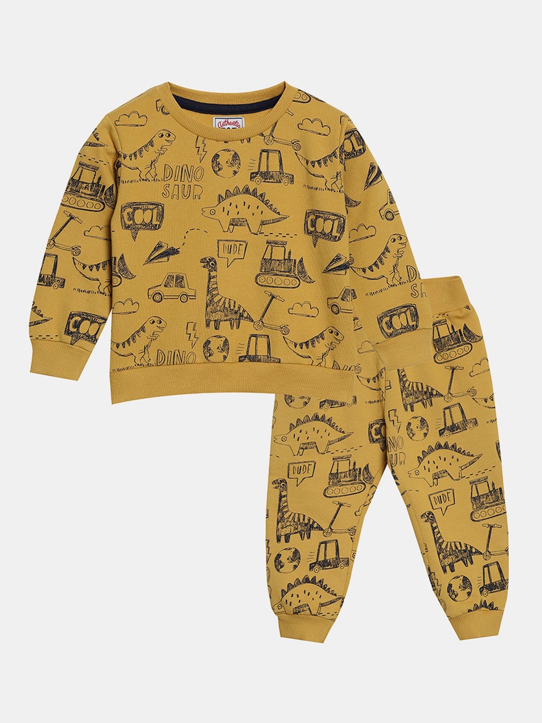

R&B Boys Yellow & Black Printed T-shirt with Trousers