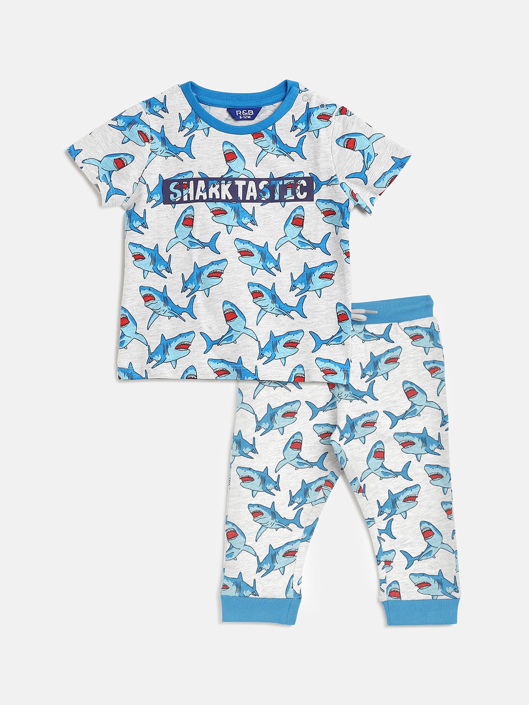 

R&B Boys Grey & Blue Printed T-shirt with Trousers