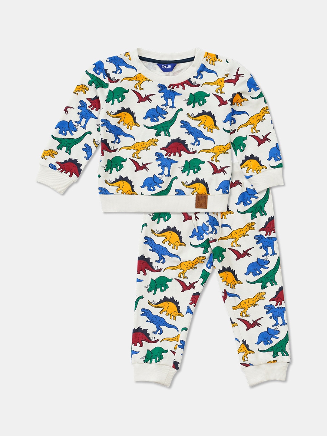 

R&B Boys White & Blue Printed T-shirt with Trousers