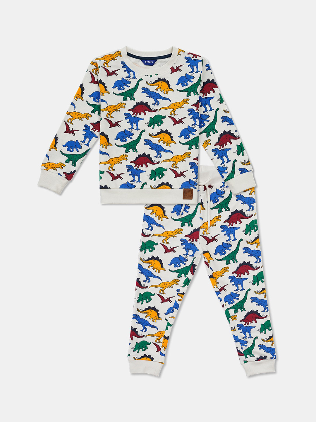 

R&B Boys Off White & Blue Printed T-shirt with Trousers