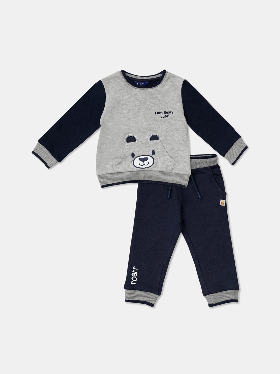 

R&B Boys Grey & Navy Blue Printed T-shirt with Trousers