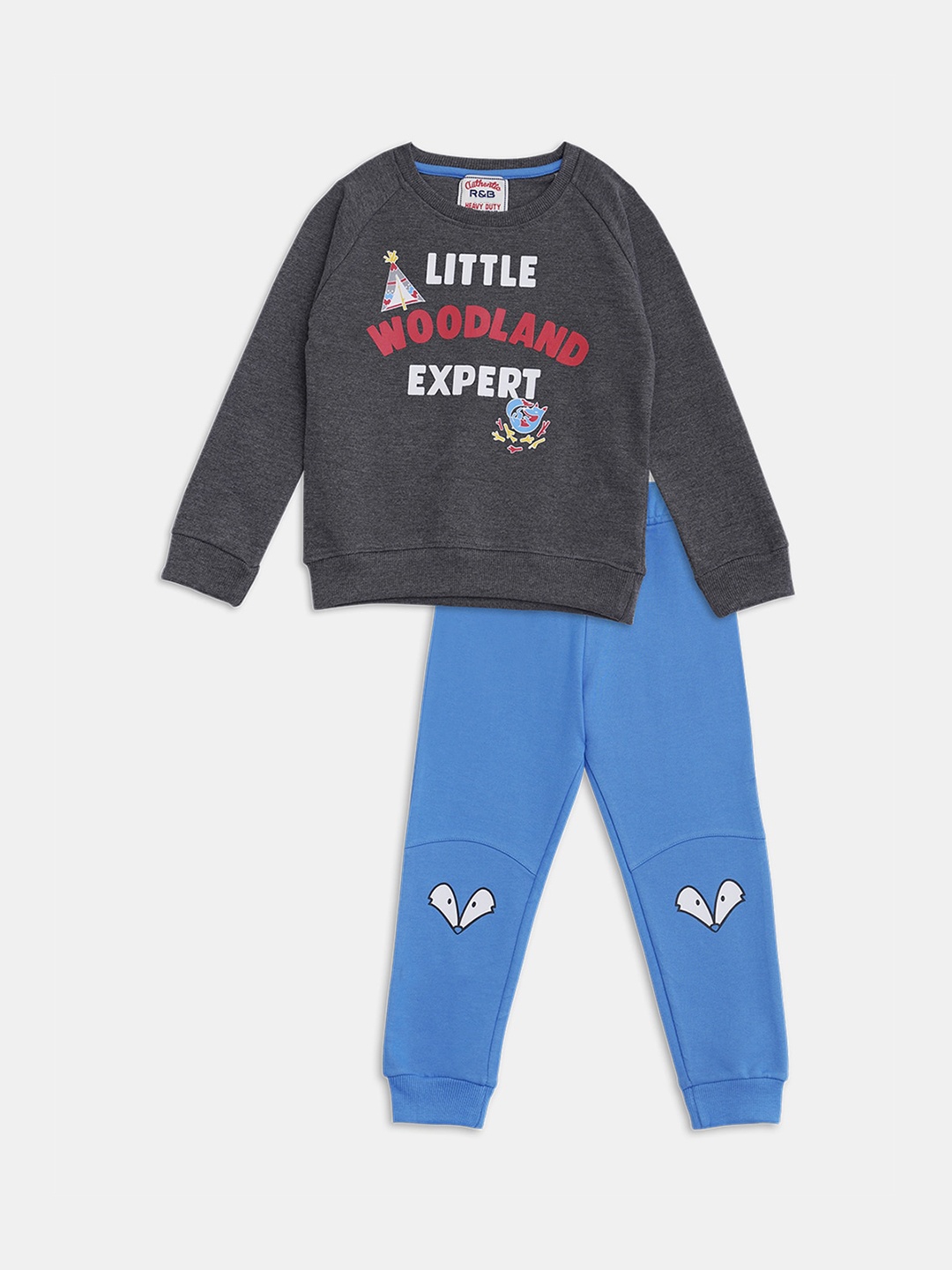 

R&B Boys Black & Blue Printed T-shirt with Trousers