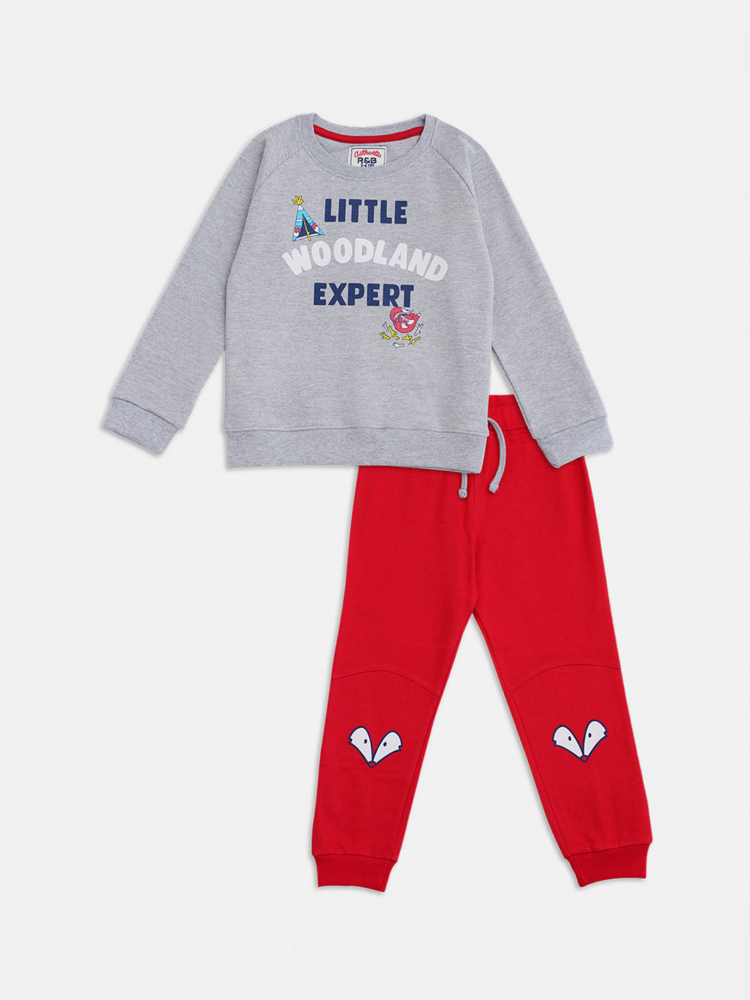 

R&B Boys Grey & Red Printed T-shirt with Trousers