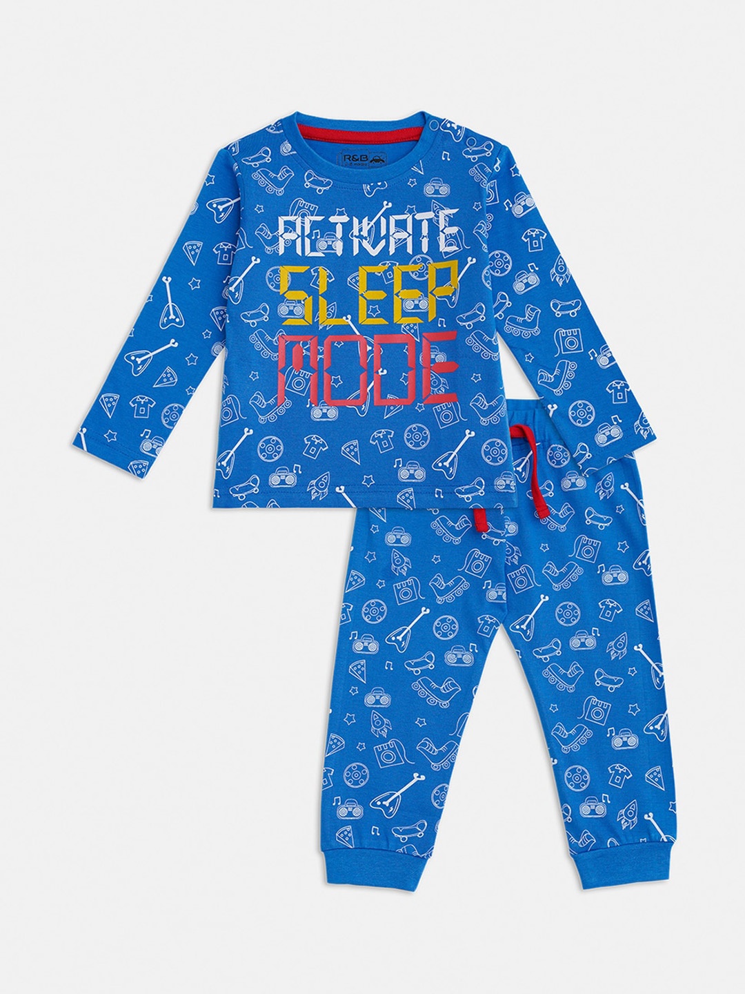 

R&B Boys Blue & White Printed T-shirt with Trousers