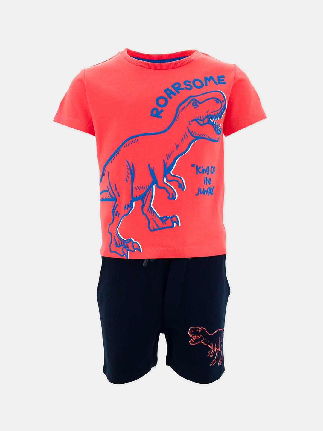 

R&B Boys Orange & Black Printed T-shirt with Shorts