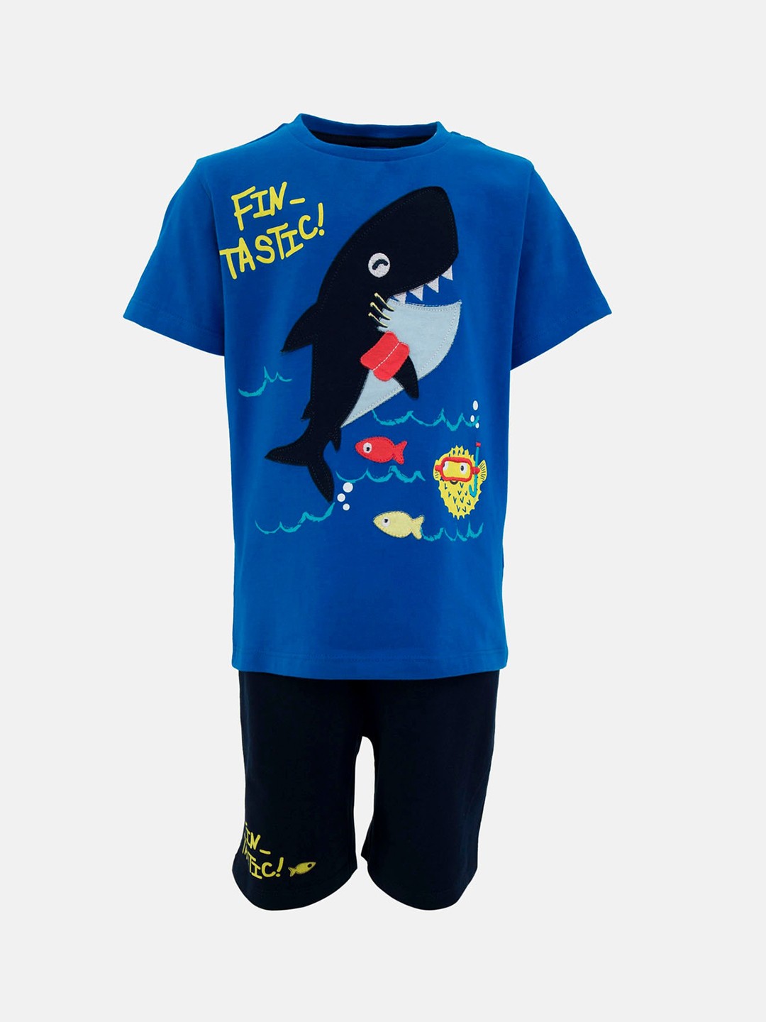 

R&B Boys Black & Blue Printed T-shirt with Shorts