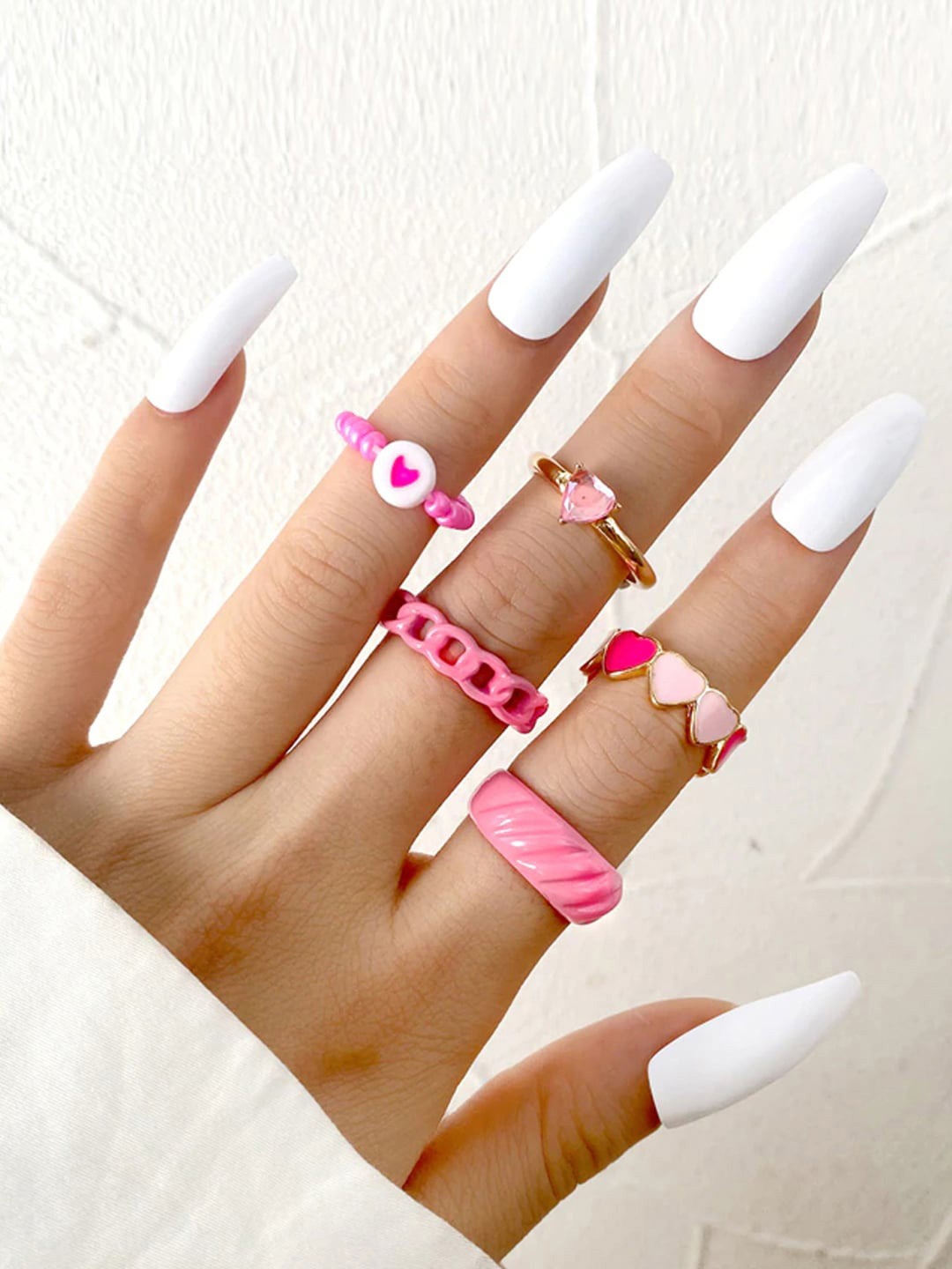 

Shining Diva Fashion Set of 5 Gold-Plated Boho Midi Finger Rings