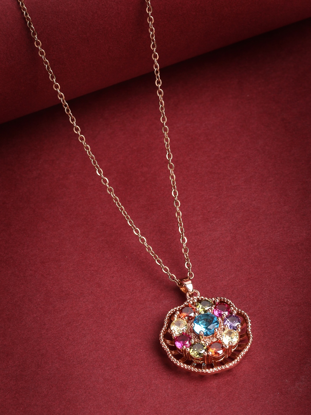 

PANASH Gold-Toned & Blue Brass Gold-Plated Handcrafted Necklace