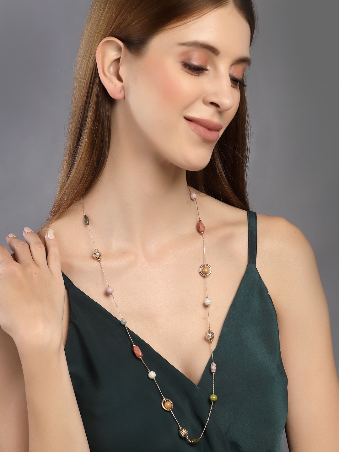 

VOGUE PANASH Gold-Toned & White Brass Gold-Plated Handcrafted Necklace