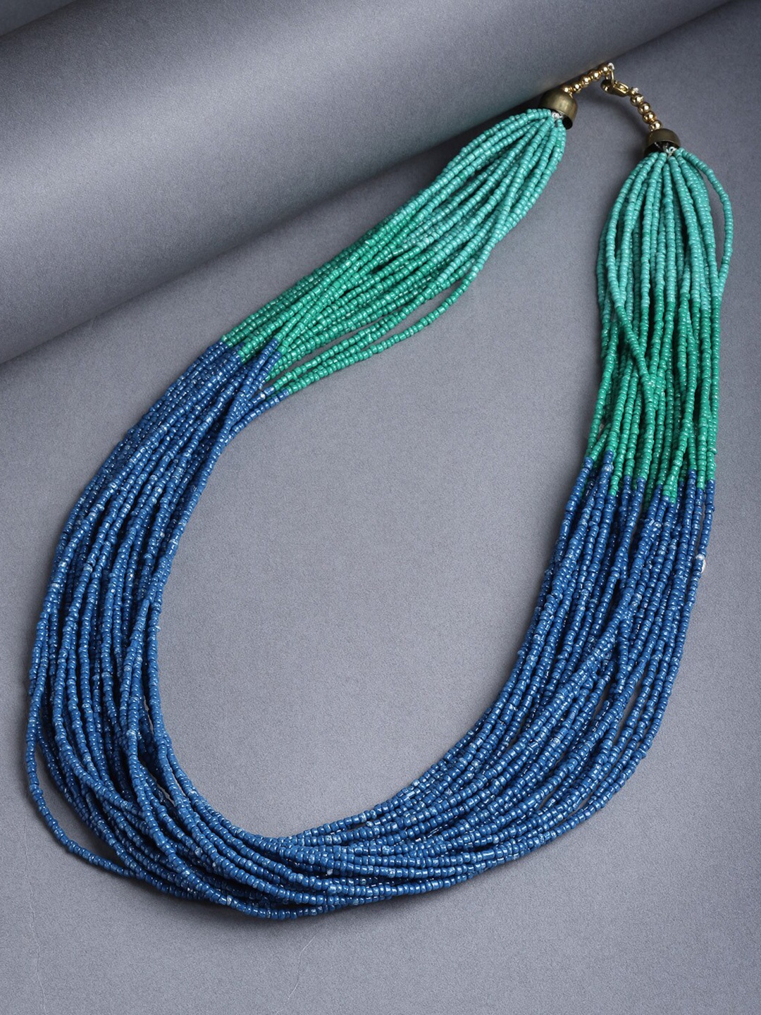 

VOGUE PANASH Green & Blue Brass Gold-Plated Handcrafted Necklace