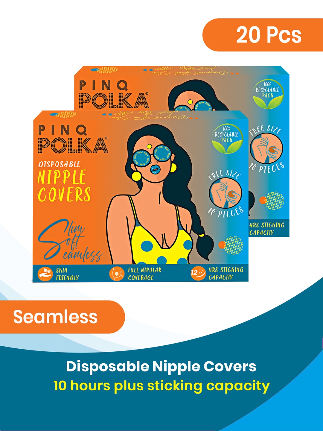 

PINQ POLKA 20 Pcs Disposable Ultra Thin Non Woven Soft Nipple Cover Pasties, Yellow