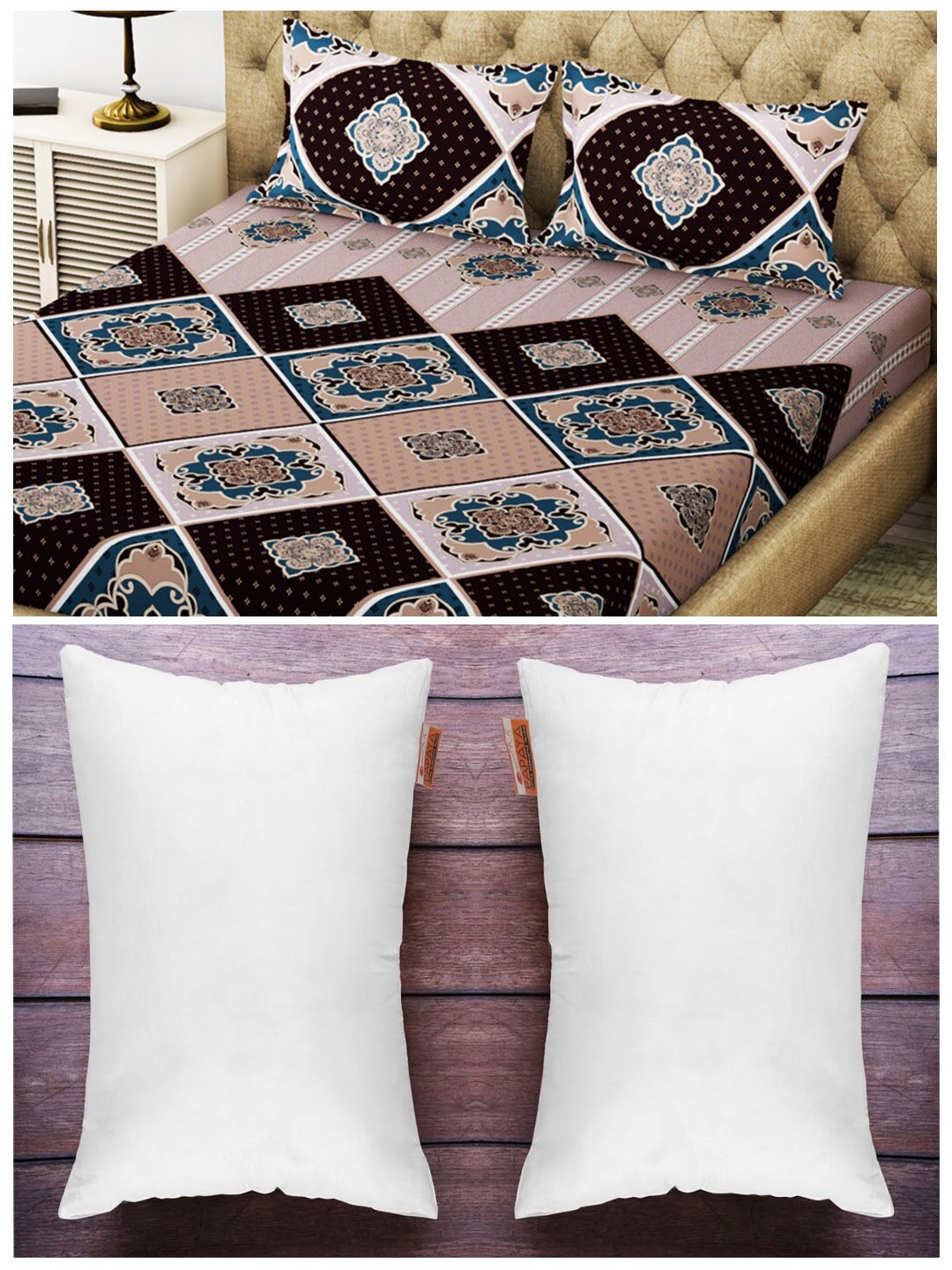 

BIANCA Set of 130 GSM King Bedsheet with 2 Pillow Covers & 2 Ultra-Soft Orthopedic Pillows, White