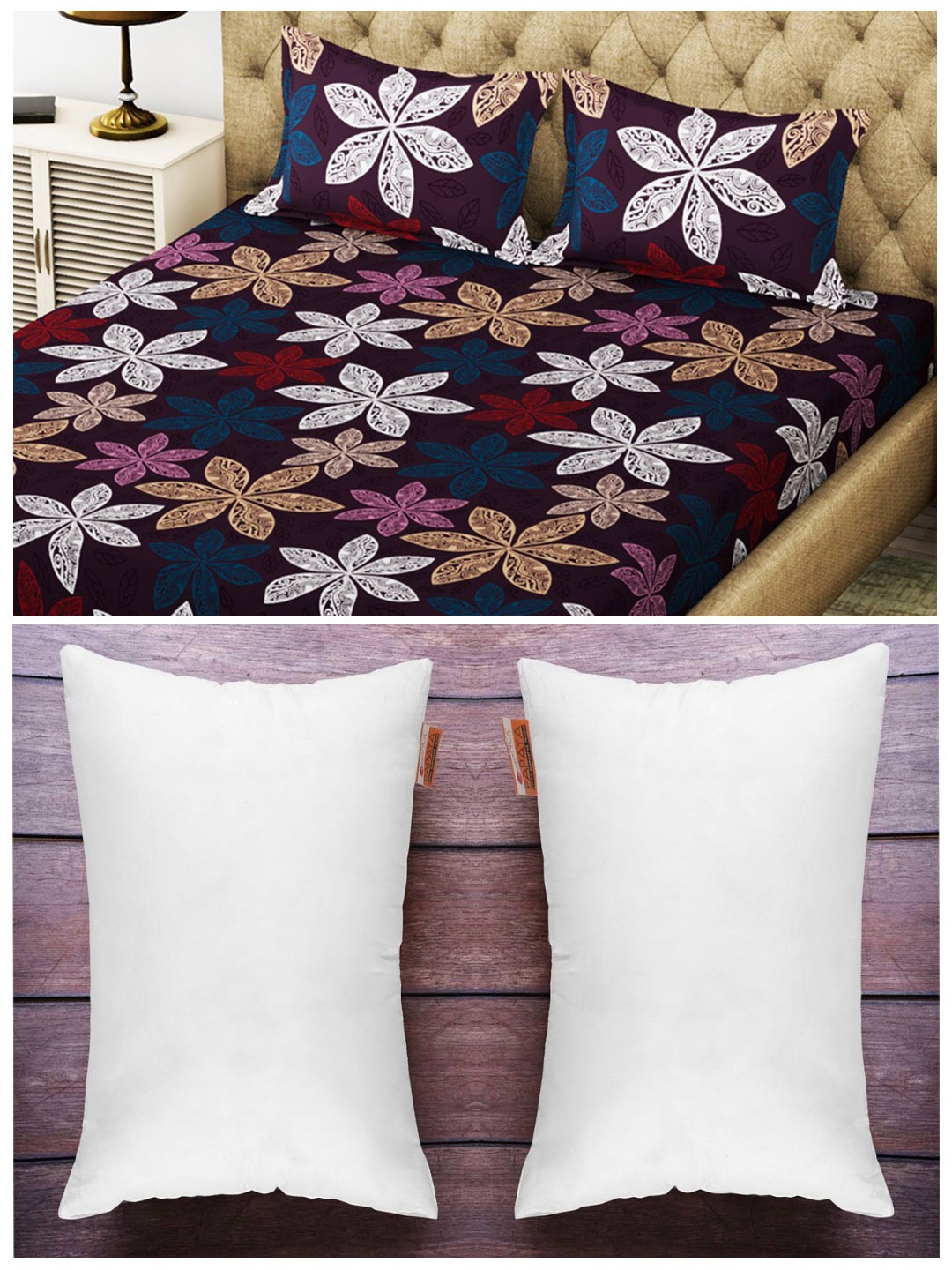 

BIANCA Set of 130 GSM 1 King Double Bedsheet with 2 Pillow Covers & 2 Ultra Soft Pillows, White