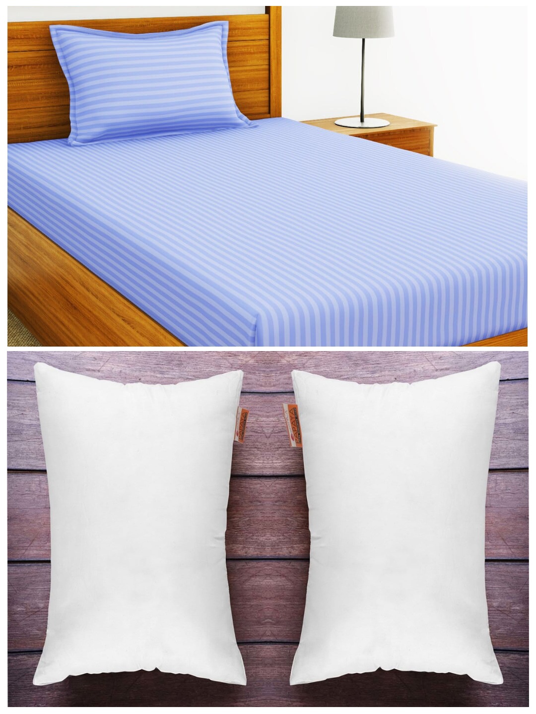 

BIANCA Set of 210 TC 1 Single Bedsheet with 1 Pillow Cover & 2 Ultra Soft Pillows, White