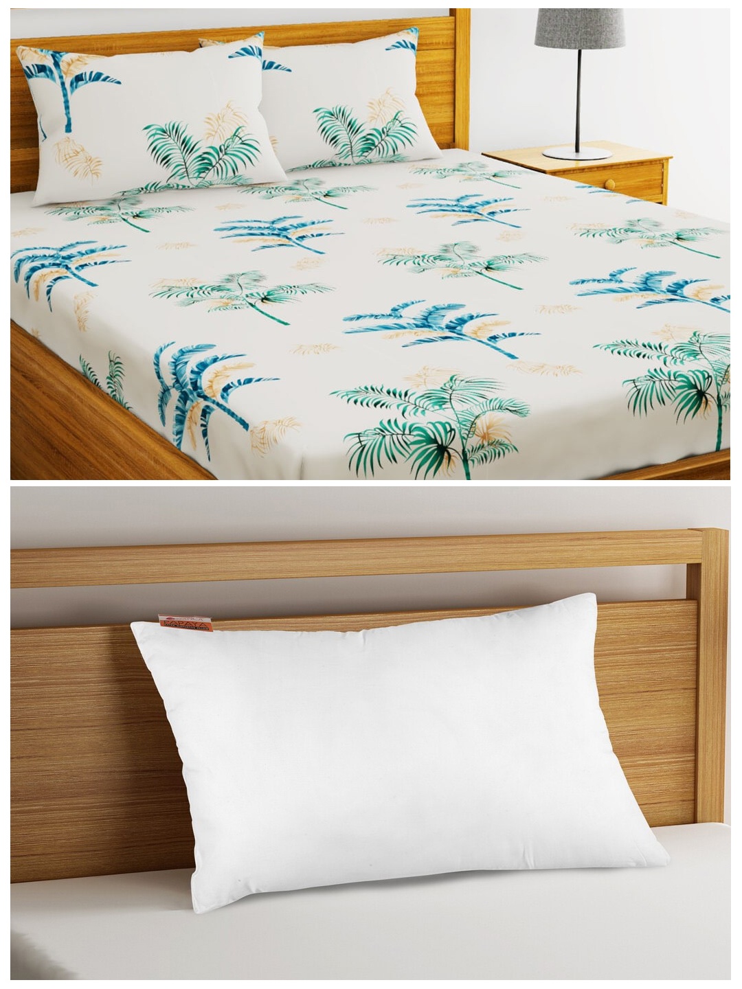 

BIANCA White Orthopedic Pillow with 152 TC Polyester King Bedsheet and Pillow Covers Set