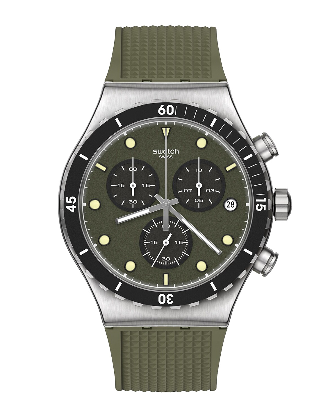 

Swatch Unisex Dial & Textured Straps Analogue Watch YVS488, Green