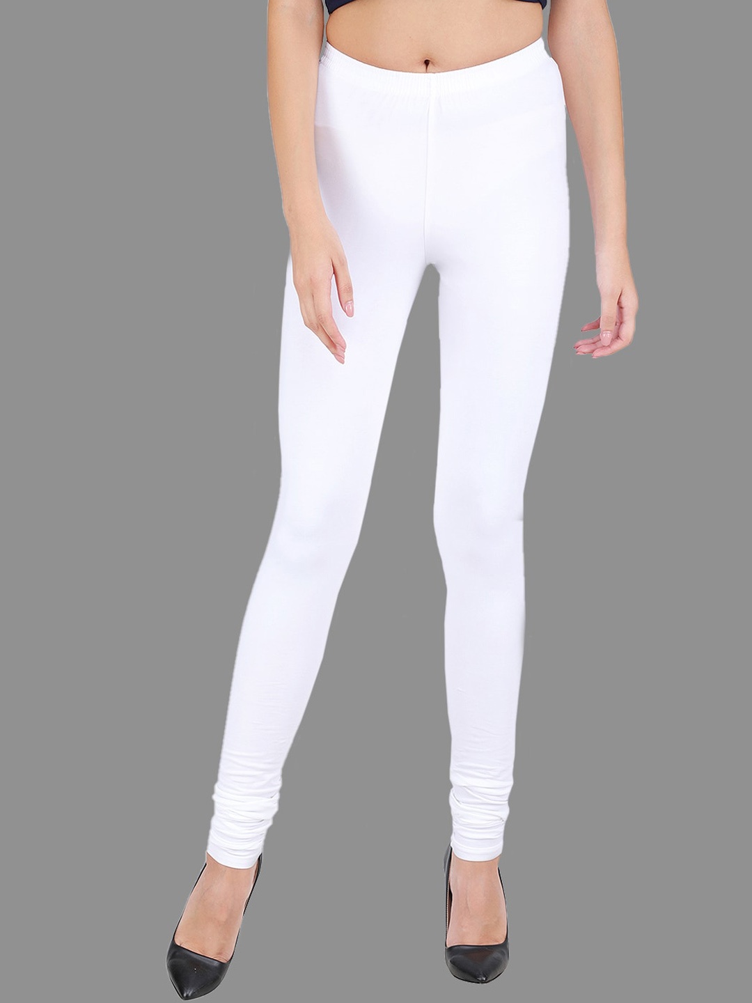 

SPIFFY Women + Size White Slim Fit Solid Churidar