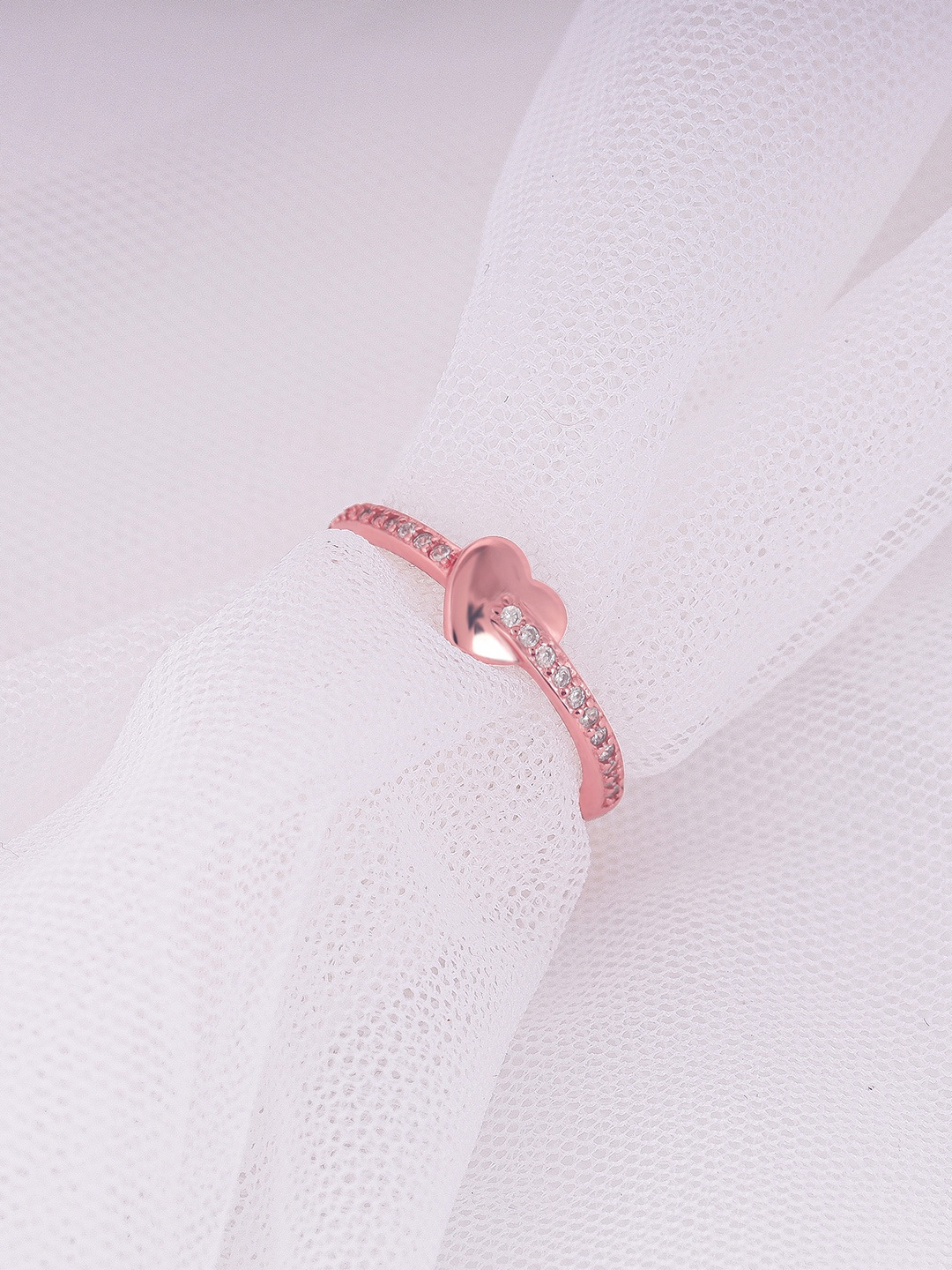 

GIVA 925 Sterling Silver Rose Gold Plated Happy Heart Ring, White