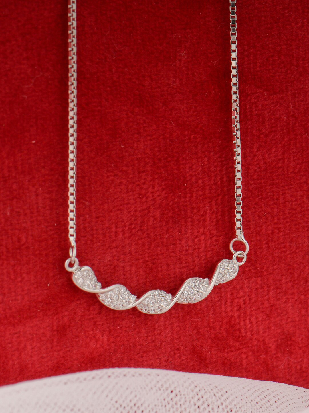 

GIVA 925 Sterling Silver Rhodium Plated Helix Zircon Necklace