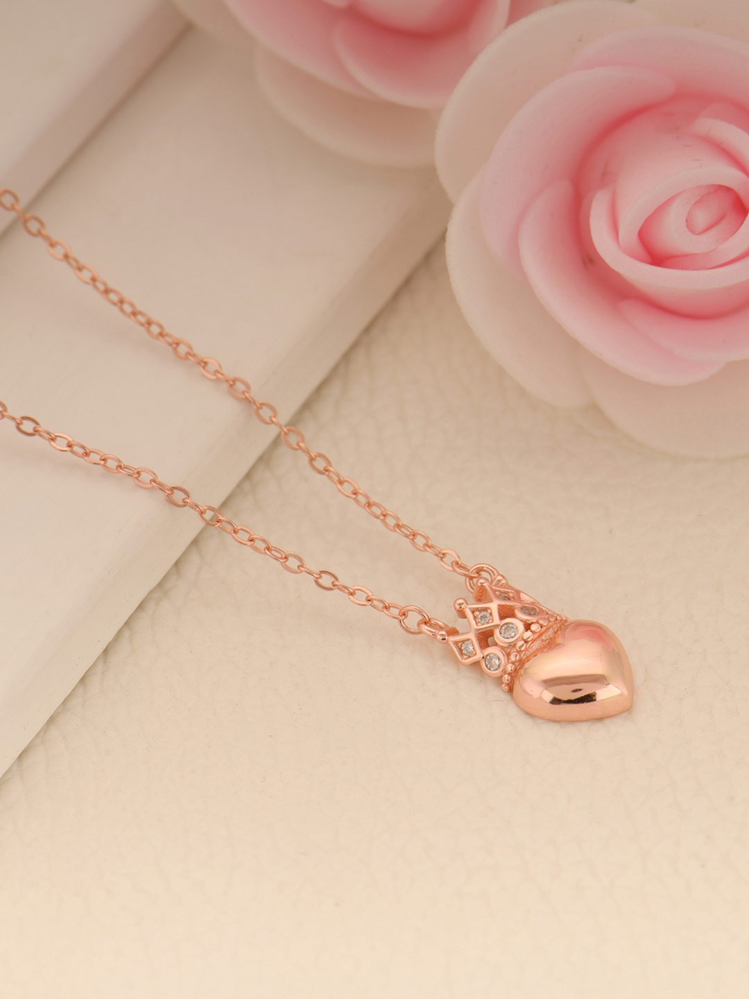 

GIVA 925 Sterling Silver Rose Gold Plated Princess of Hearts Necklace
