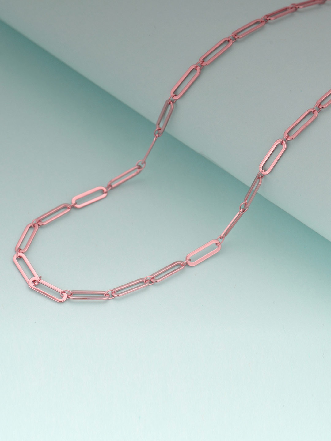 

GIVA 925 Sterling Silver Rose Gold Plated Elongated Link Chain Necklace