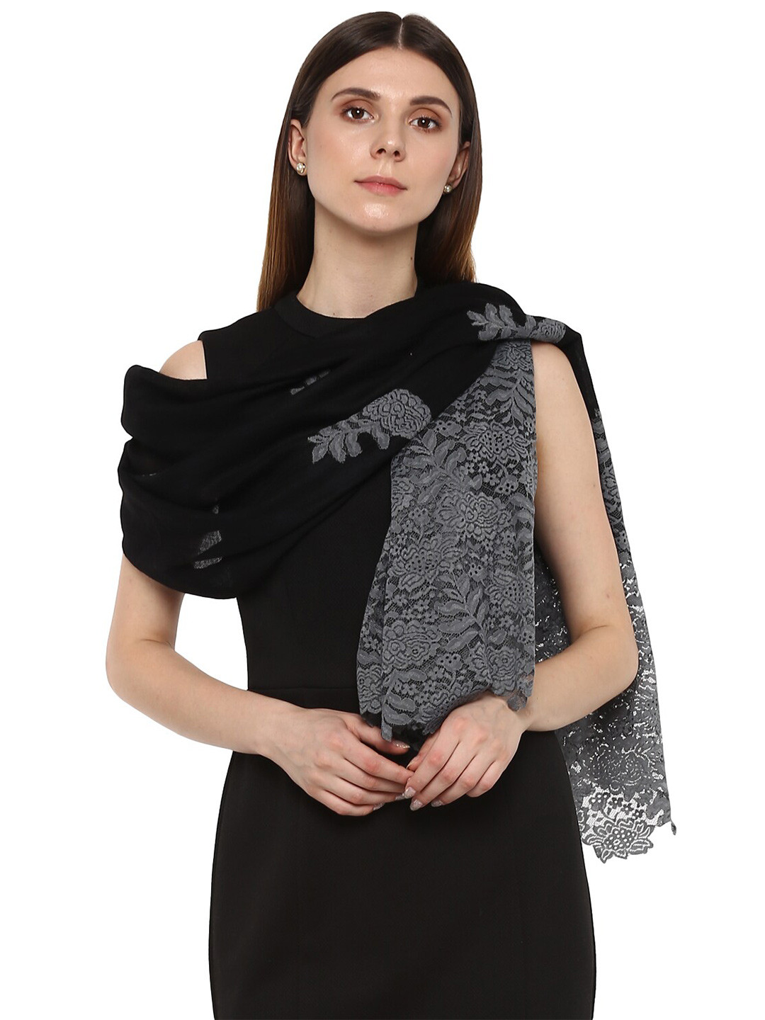 

Rhe-Ana Women Black & Grey Woven Design Stole
