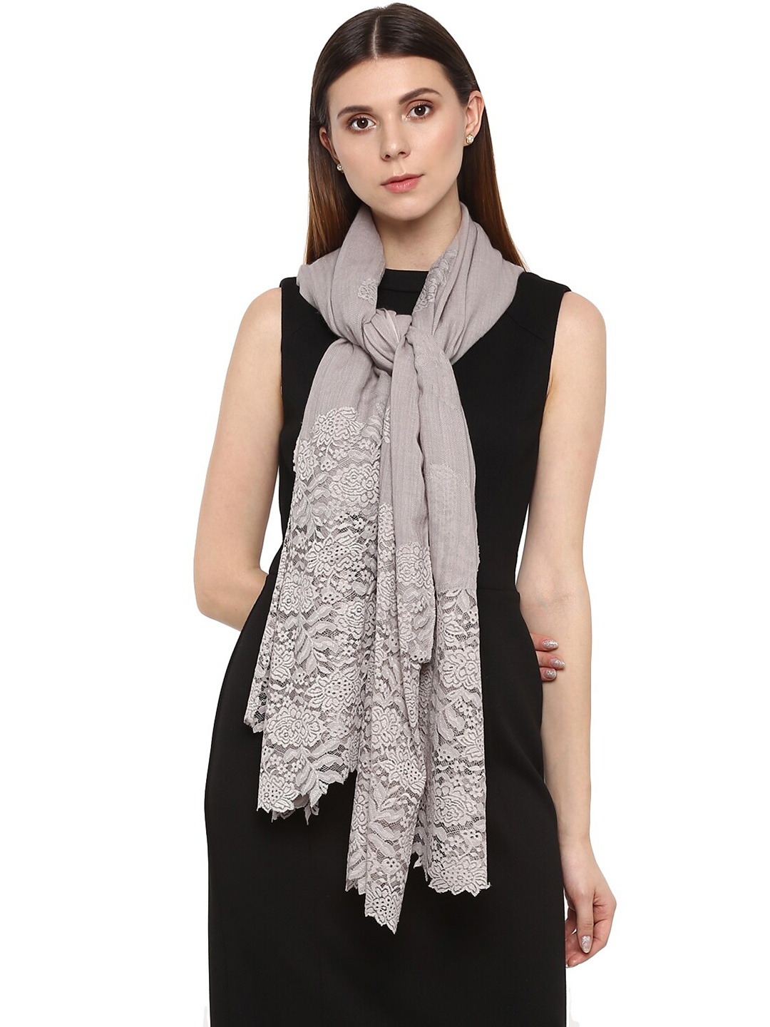 

Rhe-Ana Women Grey Woven Design Stole