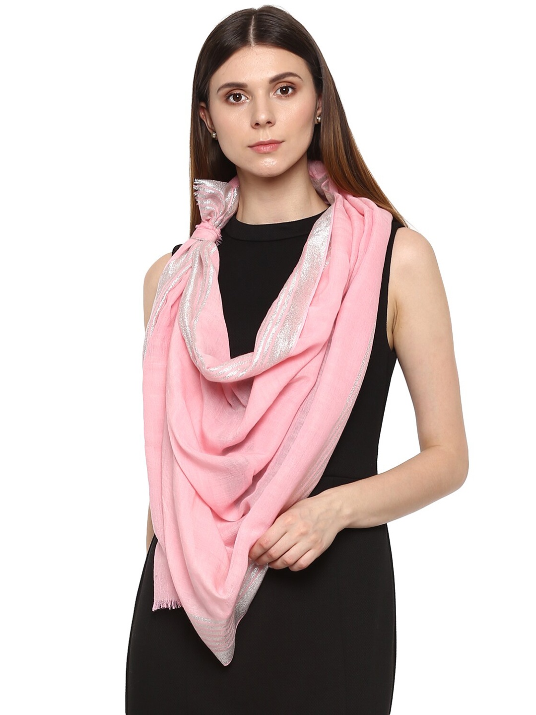 

Rhe-Ana Women Pink & Silver-Toned Stole