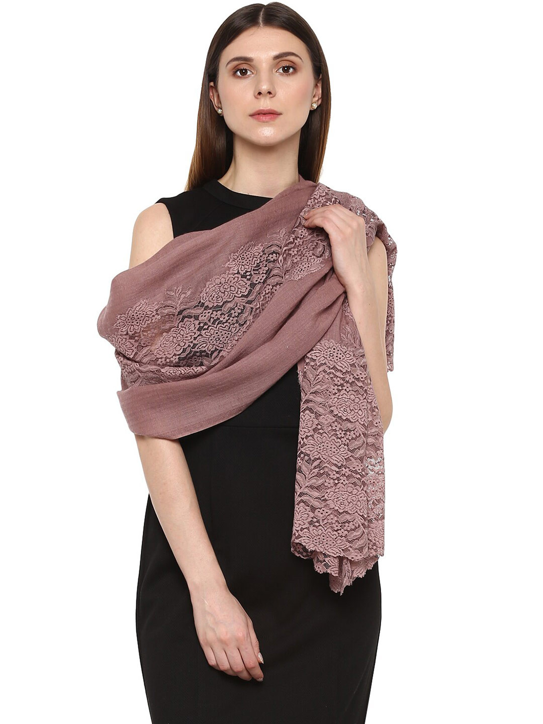 

Rhe-Ana Women Pink Woven Design Stole
