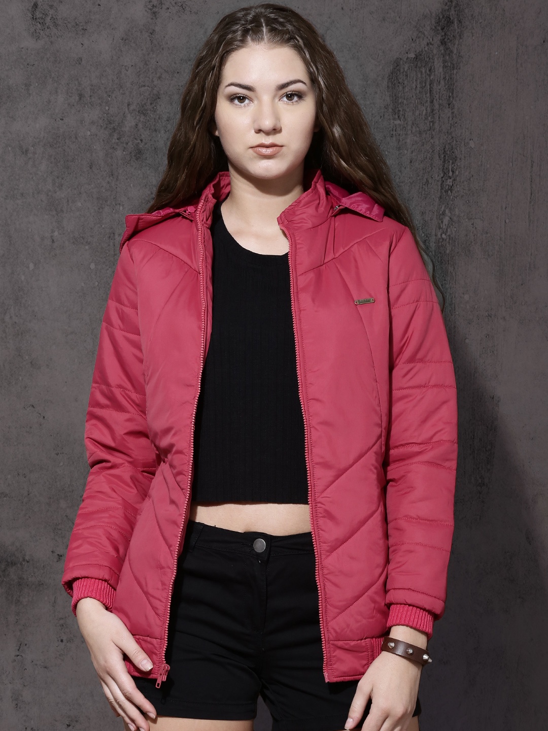 

Roadster Women Pink Solid Puffer Jacket