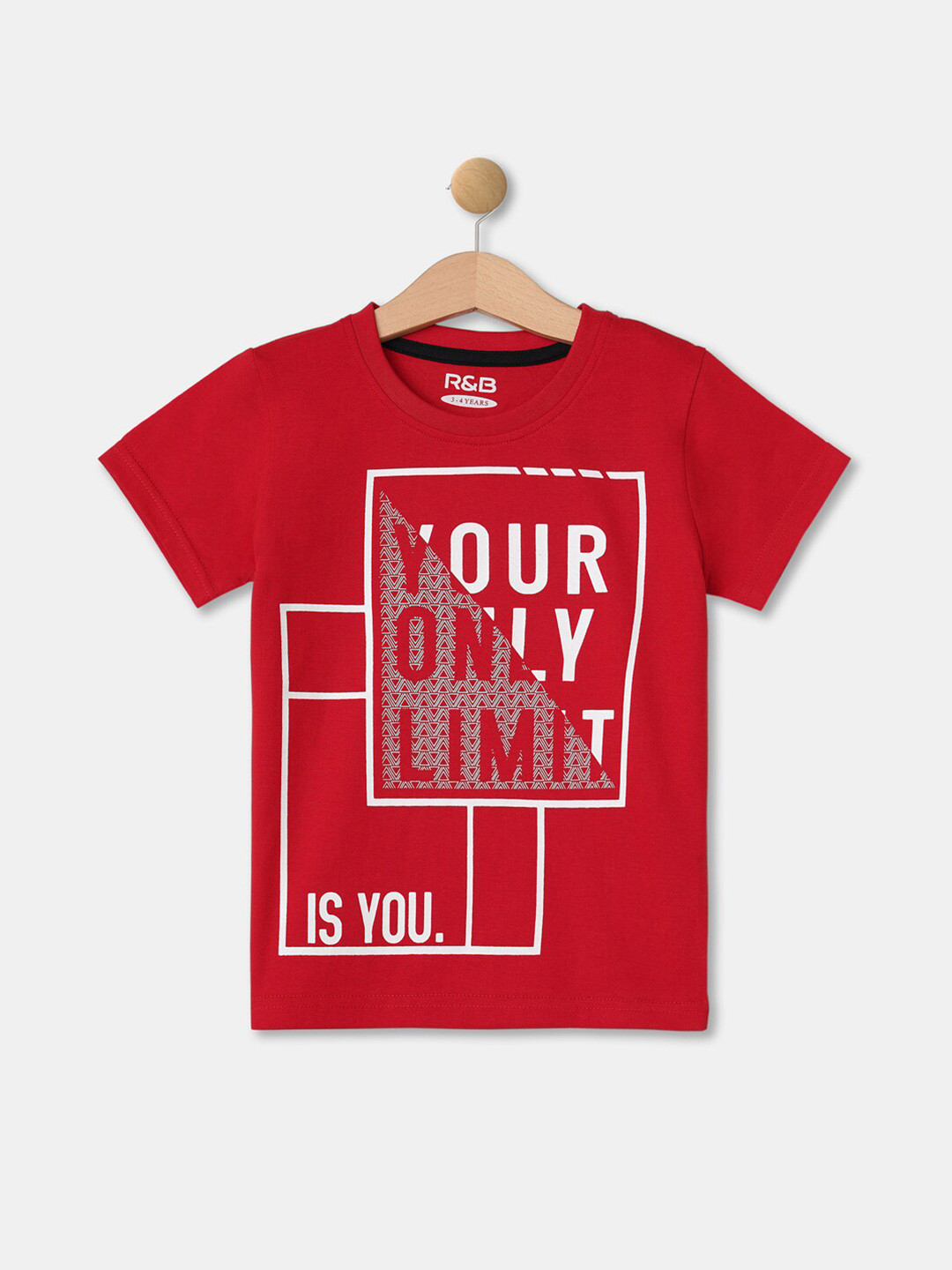

R&B Boys Red & cadmium purple Typography Printed T-shirt