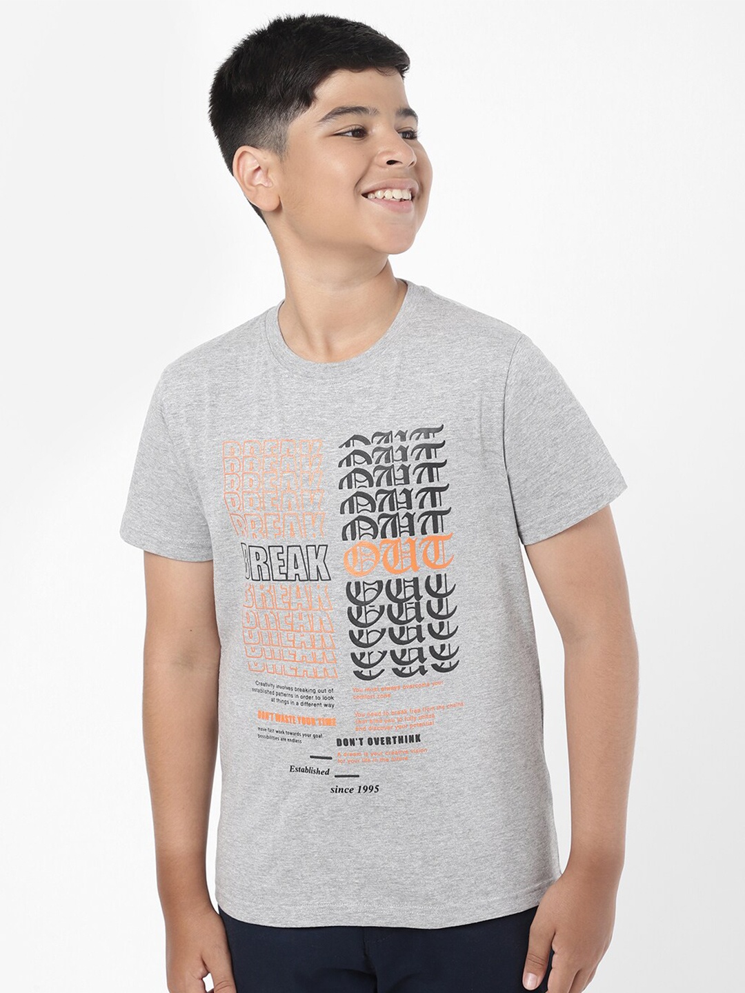 

R&B Boys Grey & mercury Printed Applique T-shirt