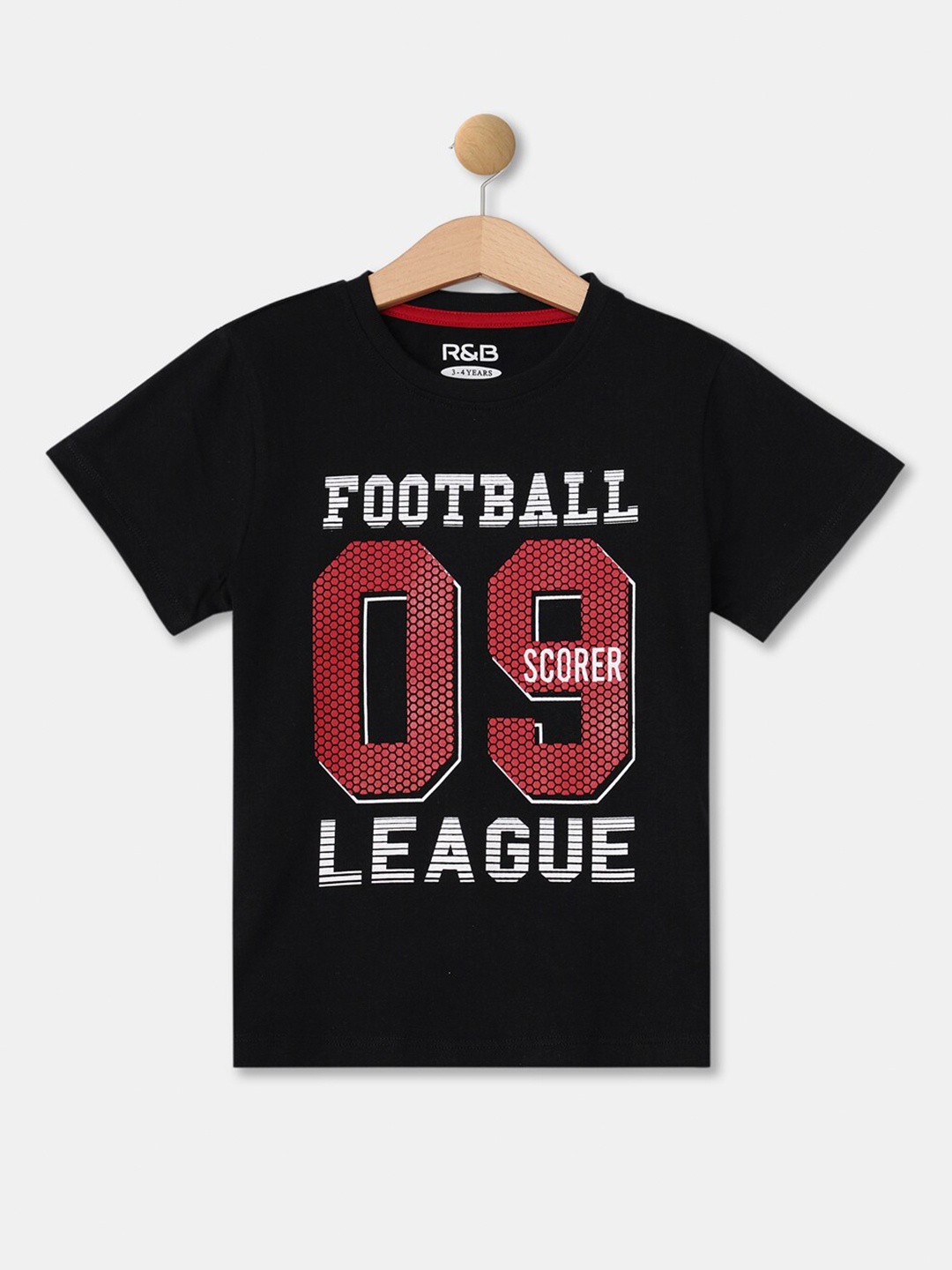 

R&B Boys Black & rich black Typography Printed Applique T-shirt