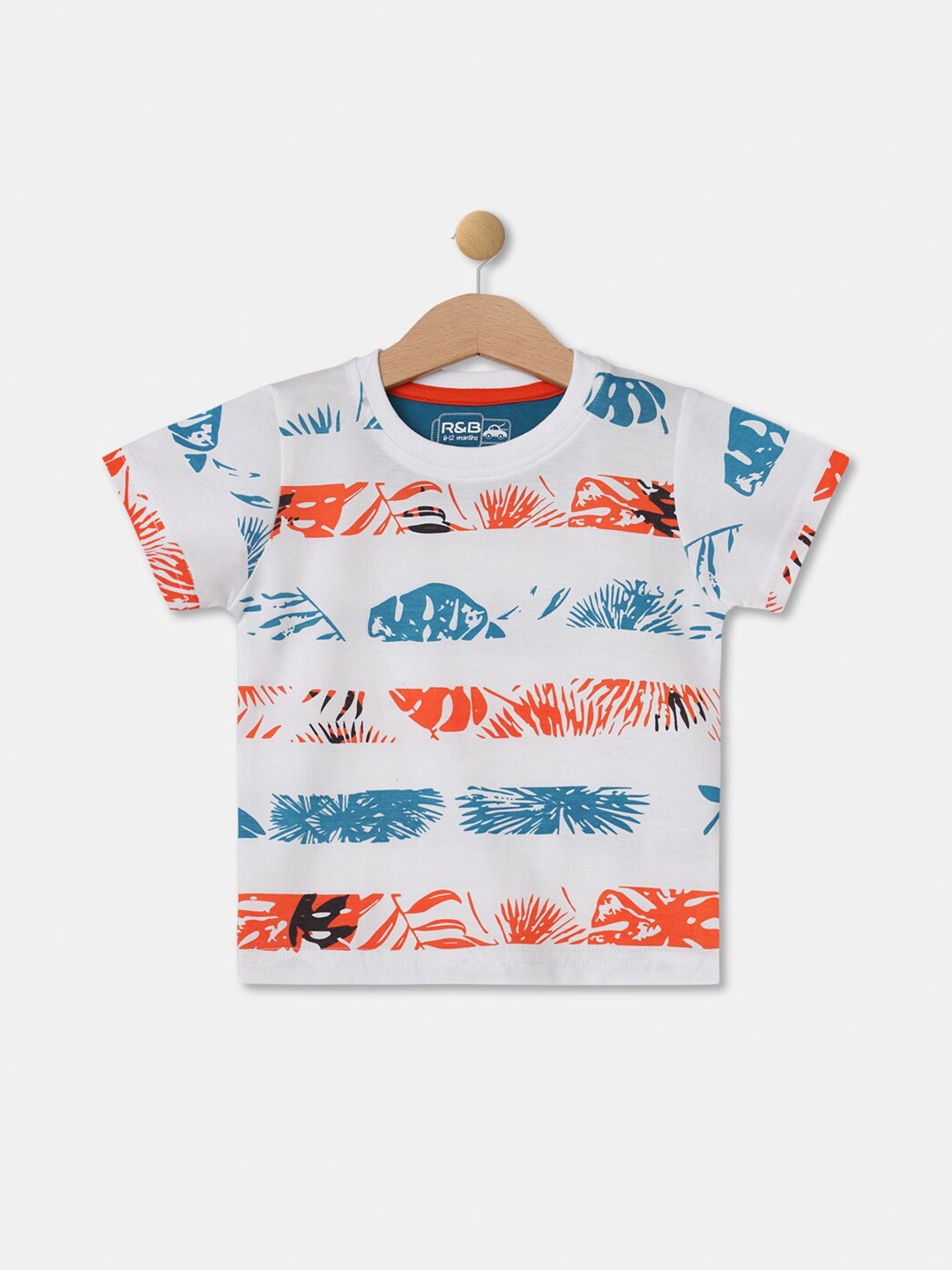 

R&B Boys White Typography Printed Applique T-shirt