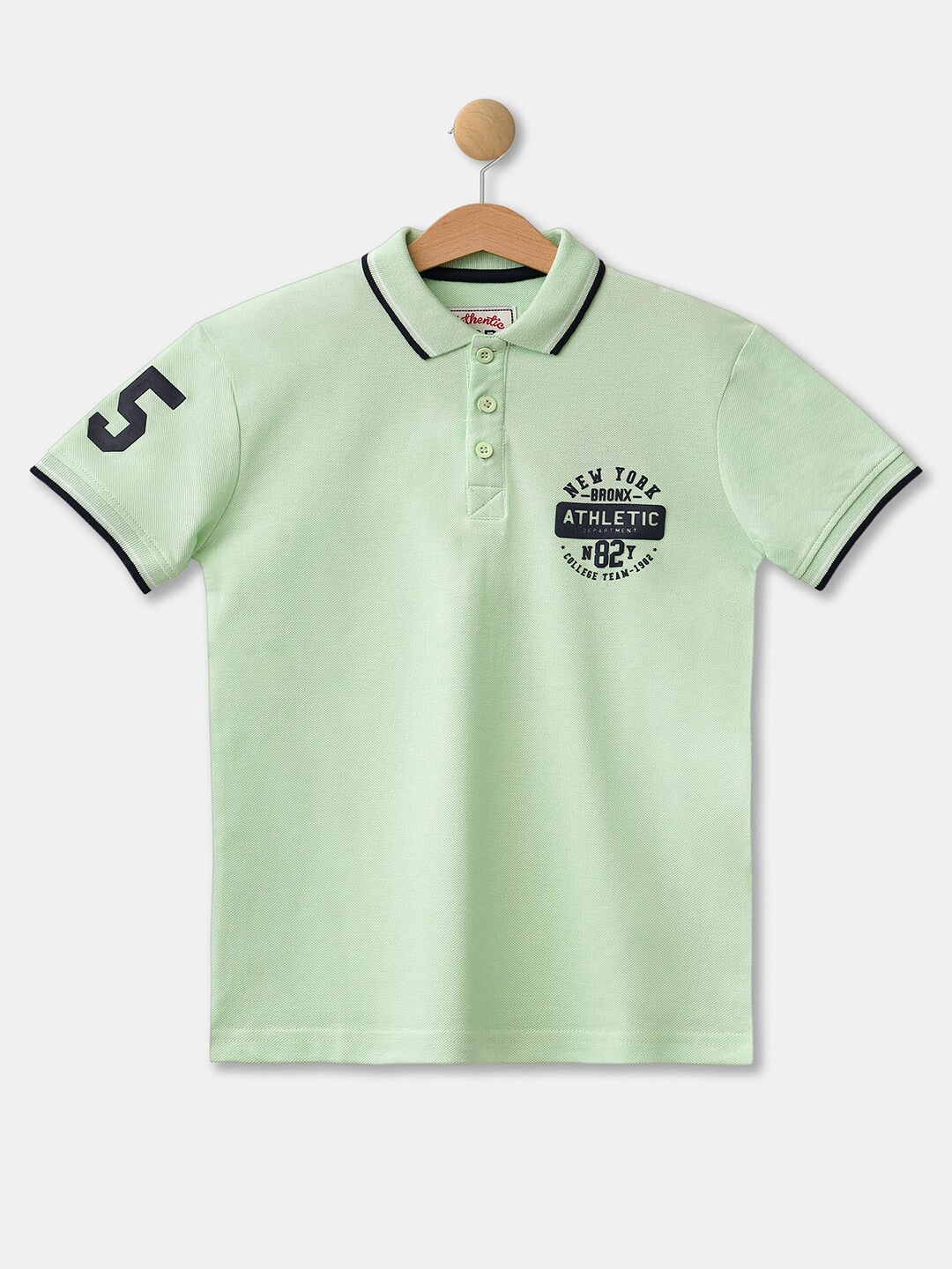 

R&B Boys Green Polo Collar Applique T-shirt